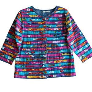 Vintage Choices Small Multi-Color Artistic Whimsical Ribbon Applicated Jacket